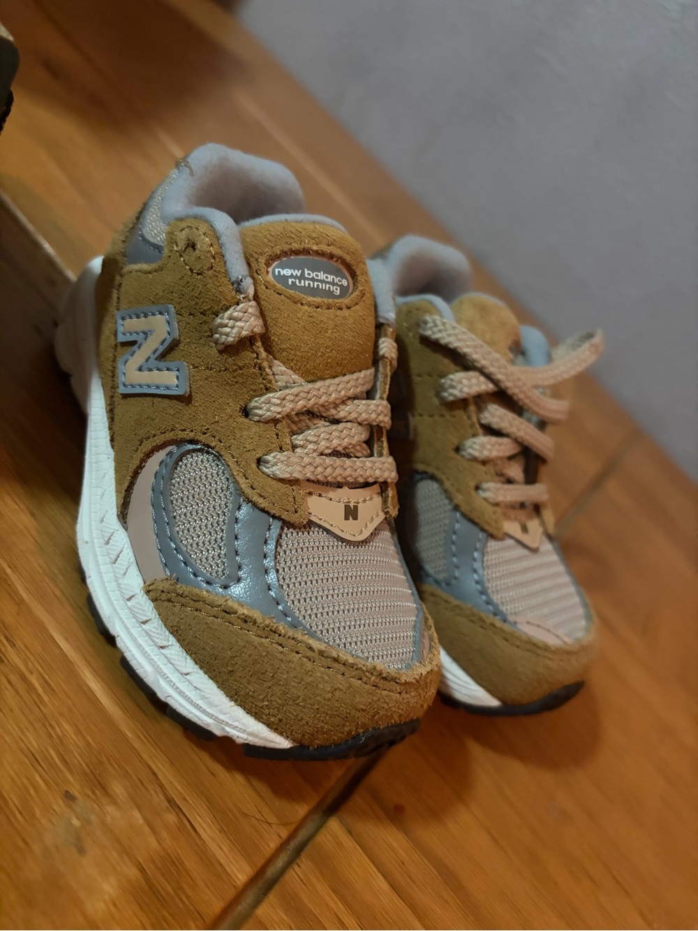 New Balance Kids Tan & Gray Sneakers